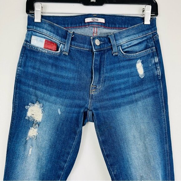 Tommy Hilfiger Denim  High Rise Distressed Skinny Open Hem Legging Women Size 2 - Picture 5 of 16